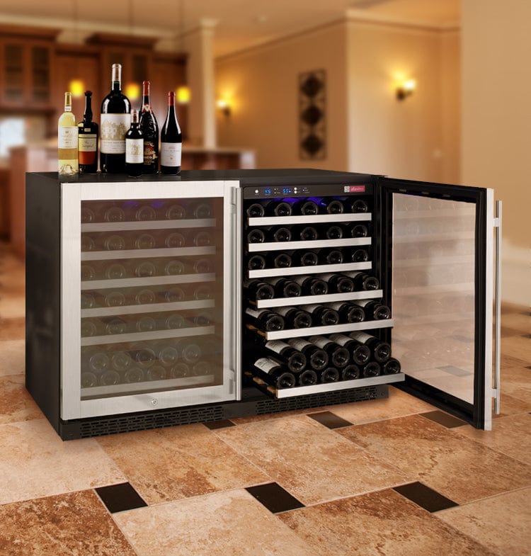Allavino 47&quot; Wide FlexCount II Tru-Vino 112 Bottle Dual-Zone Stainless Steel Side-by-Side Wine Refrigerator
