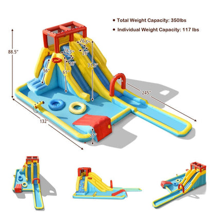 Costway 7-in-1 Inflatable Dual Slide Water Park Bounce House Without Blower