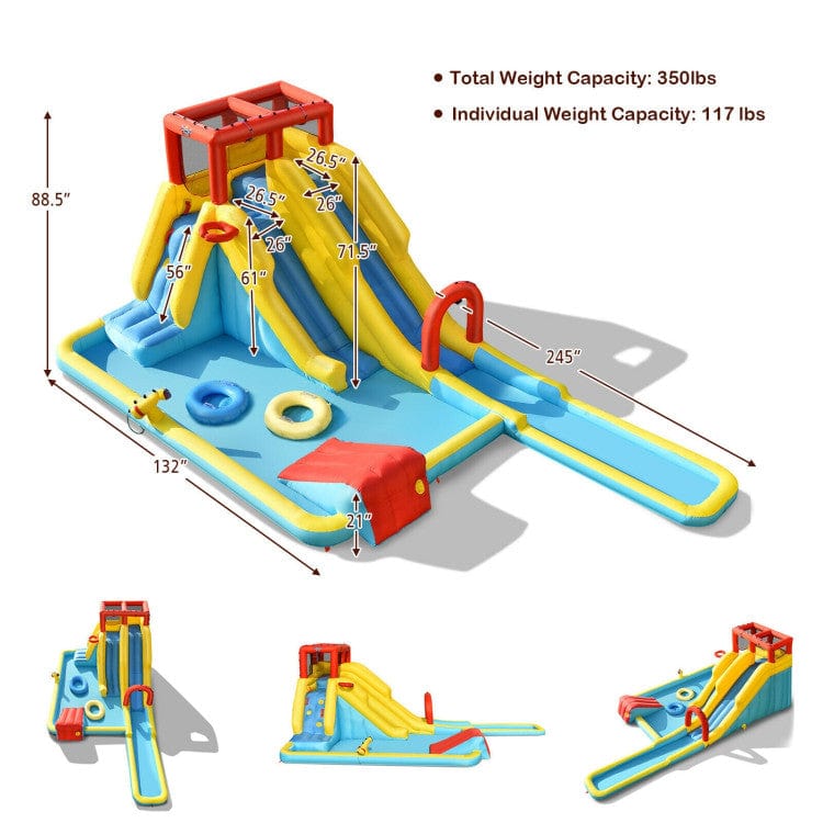 Costway 7-in-1 Inflatable Dual Slide Water Park Bounce House