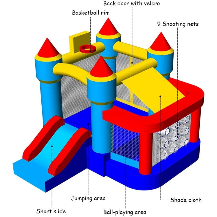 Costway Castle Slide Inflatable Bounce House Ball Pit Basketball Hoop