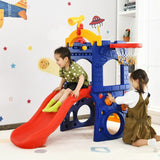 Costway 6-in-1 Freestanding Kids Slide with Basketball Hoop Ring Toss