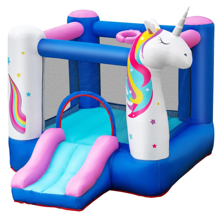 Costway Inflatable Slide Bouncer with Basketball Hoop for Kids Without Blower