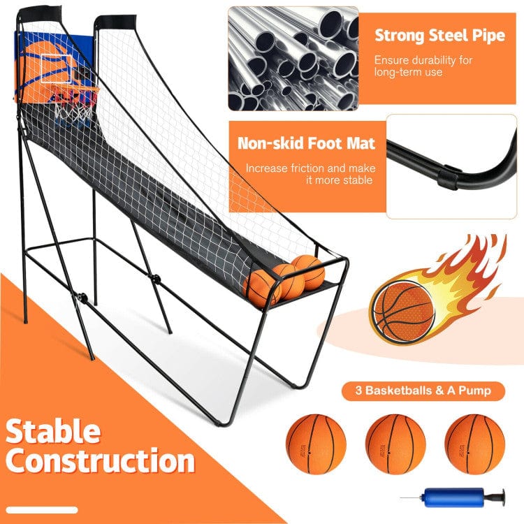 Costway Foldable Single Shot Basketball Arcade Game with Electronic Scorer Basketballs