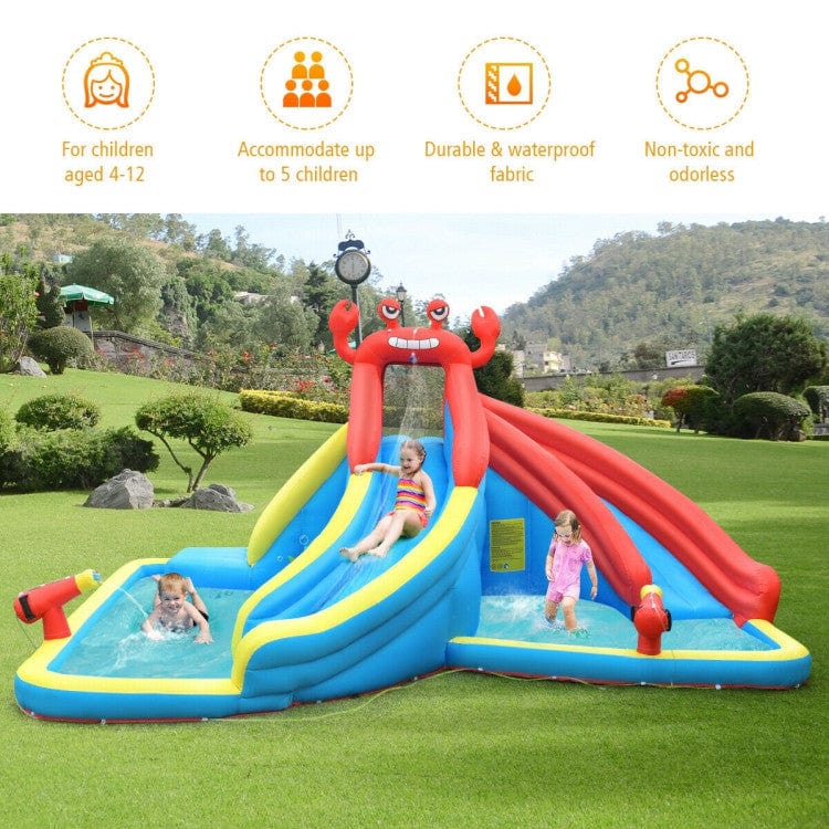 Costway Inflatable Water Slide Bounce House with Water Cannon and Air Blower