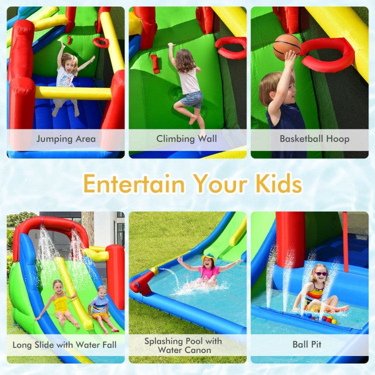 Costway Inflatable Water Slide Kids with Ocean Balls and 780W Blower
