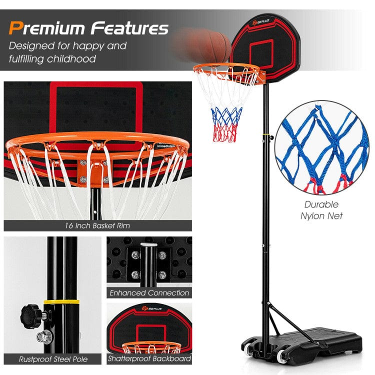 Costway Adjustable Kids' Basketball Hoop Stand Durable Net Wheels