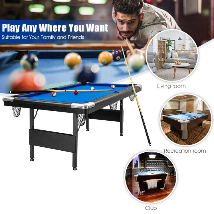 Costway 6 Feet Foldable Billiard Pool Table w/ Complete Play Set