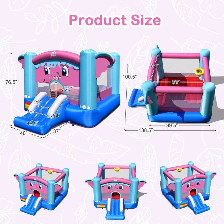 Costway 3-in-1 Elephant Theme Inflatable Castle