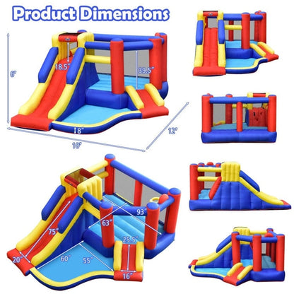 Costway Kids Inflatable Bouncy Castle with Double Slides without Air Blower