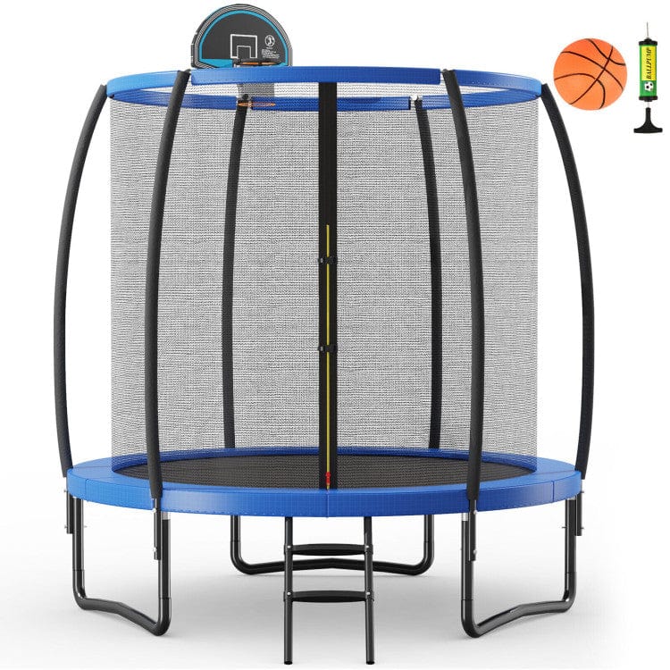 Costway 12 ft Recreational Trampoline with Basketball Hoop and Net Ladder