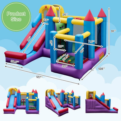 Costway 5-in-1 Inflatable Bounce House with 735W Blower