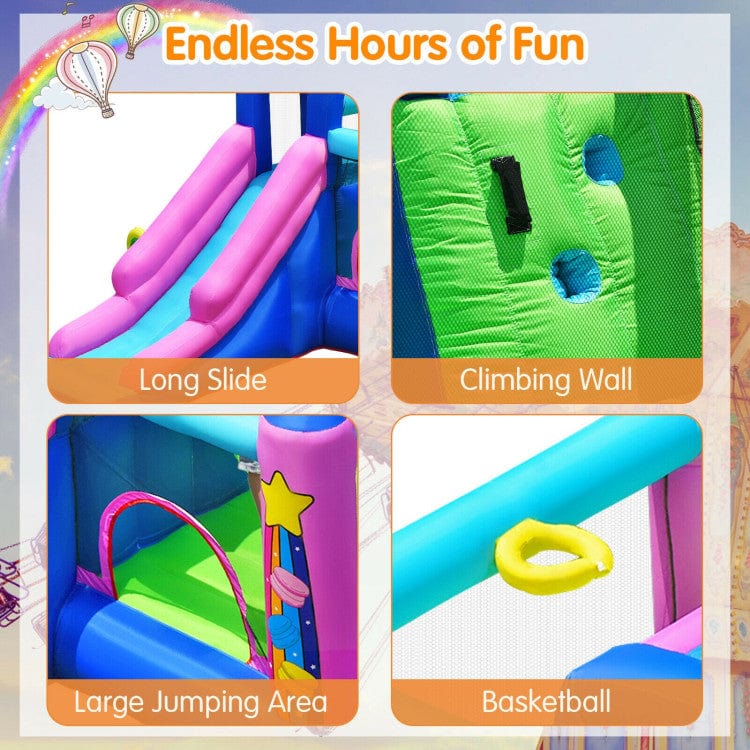 Costway Inflatable Bounce Castle Dual Slides Climbing Wall