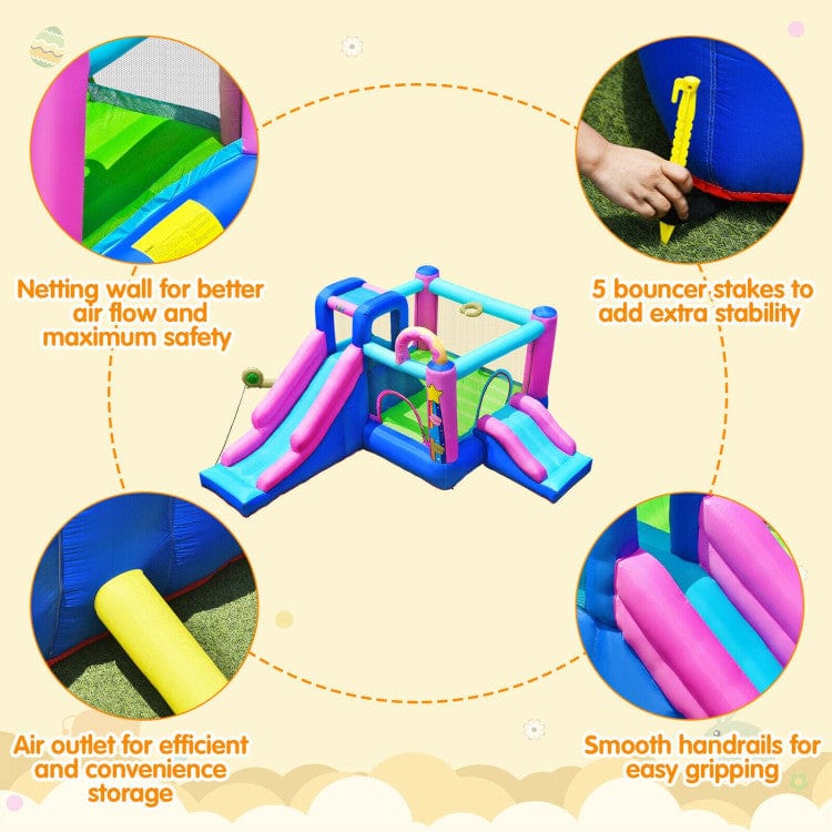 Costway Inflatable Bounce Castle Dual Slides Climbing Wall