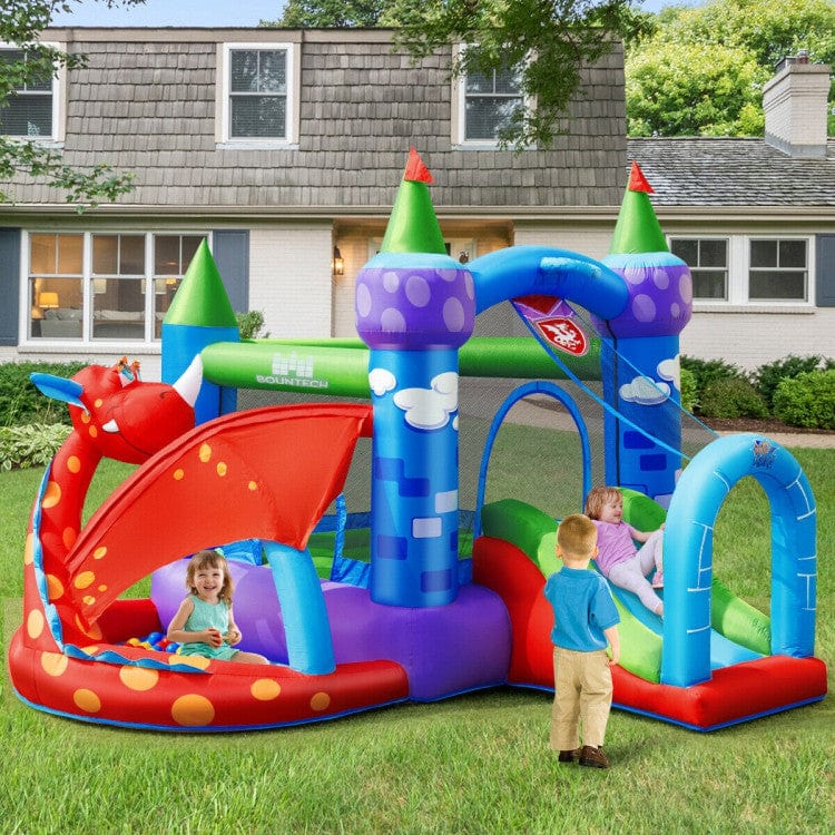 Costway Kids Inflatable Bounce House Dragon Jumping Slide Bouncer Castle