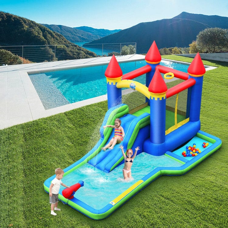 Costway Inflatable Bounce House Castle Water Slide Climbing Wall