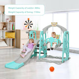 Costway 3-in-1 Toddler Climber Swing Set Slide Playset Green