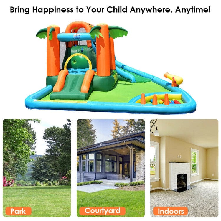 Costway 7-in-1 Inflatable Slide Bouncer Two Slides