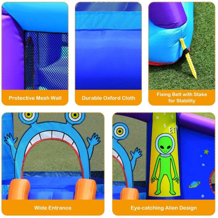 Costway Inflatable Alien Style Kids Bouncy Castle with 480W Air Blower