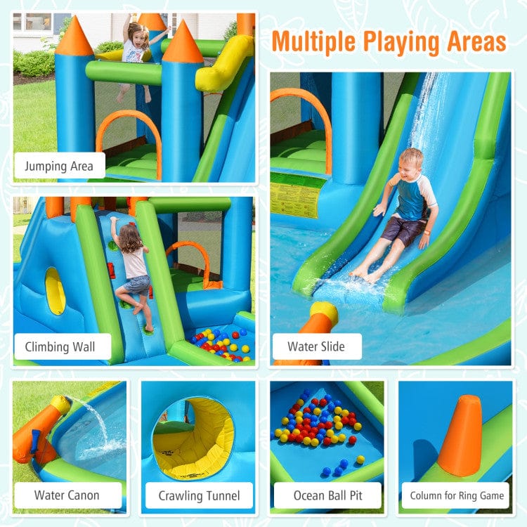 Costway Inflatable Water Slide with Bounce House and Splash Pool without Blower for Kids