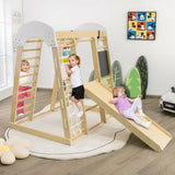 Costway 8-in-1 Wooden Climber Kids Play Set with Slide Swing