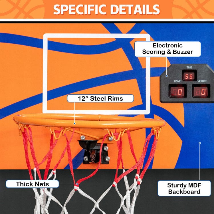 Costway Foldable Single Shot Basketball Arcade Game with Electronic Scorer Basketballs