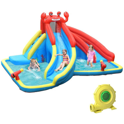 Costway Inflatable Water Slide Bounce House with Water Cannon and Air Blower
