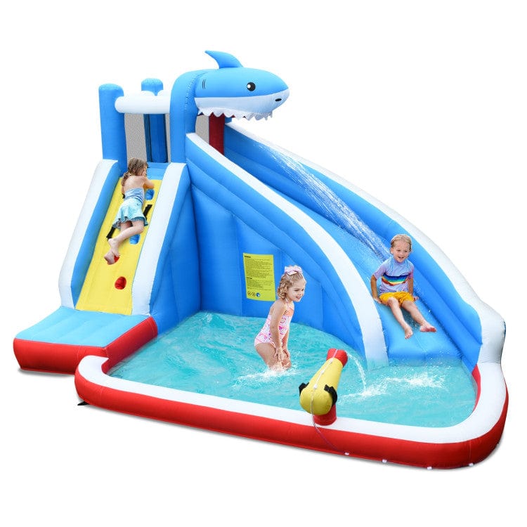 Costway Inflatable Water Slide Shark Bounce House Castle