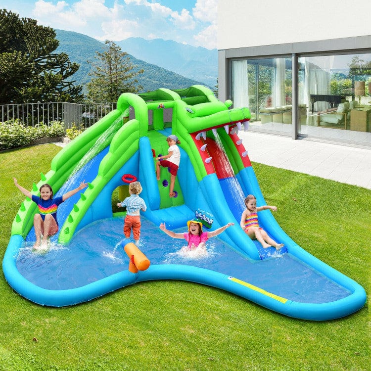 Costway Inflatable Crocodile Style Water Slide Kids Bounce Castle