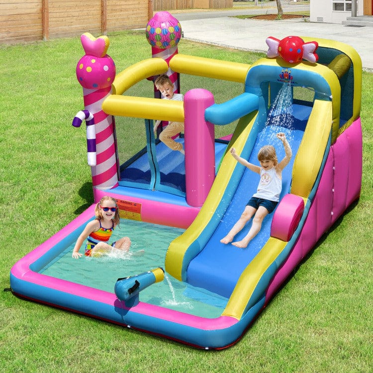 Costway Sweet Candy Inflatable Bounce House Water Slide
