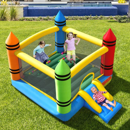 Costway Kids Inflatable Bounce House with Slide and Ocean Balls