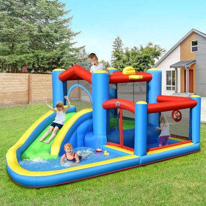 Costway Inflatable Kids Water Slide Bounce Castle with 480W Blower