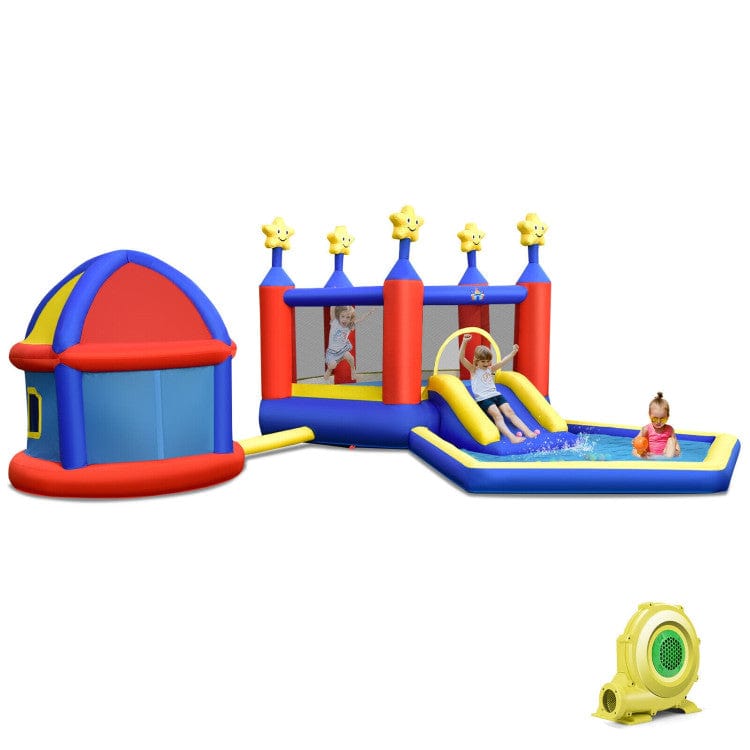Costway Kids Inflatable Bouncy Castle with Slide Large Jumping Area Playhouse and 735W Blower