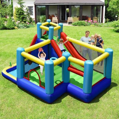Costway 8-in-1 Kids Inflatable Bounce House with Slide without Blower