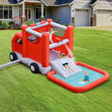 Costway Fire Truck Themed Inflatable Castle Kids Bounce House without Blower