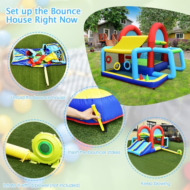 Costway Inflatable Jumping Castle Bounce House with Dual Slides without Blower