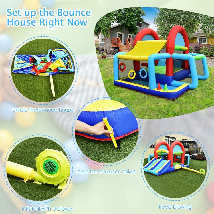 Costway Inflatable Jumping Castle Bounce House with Dual Slides and 480W Blower