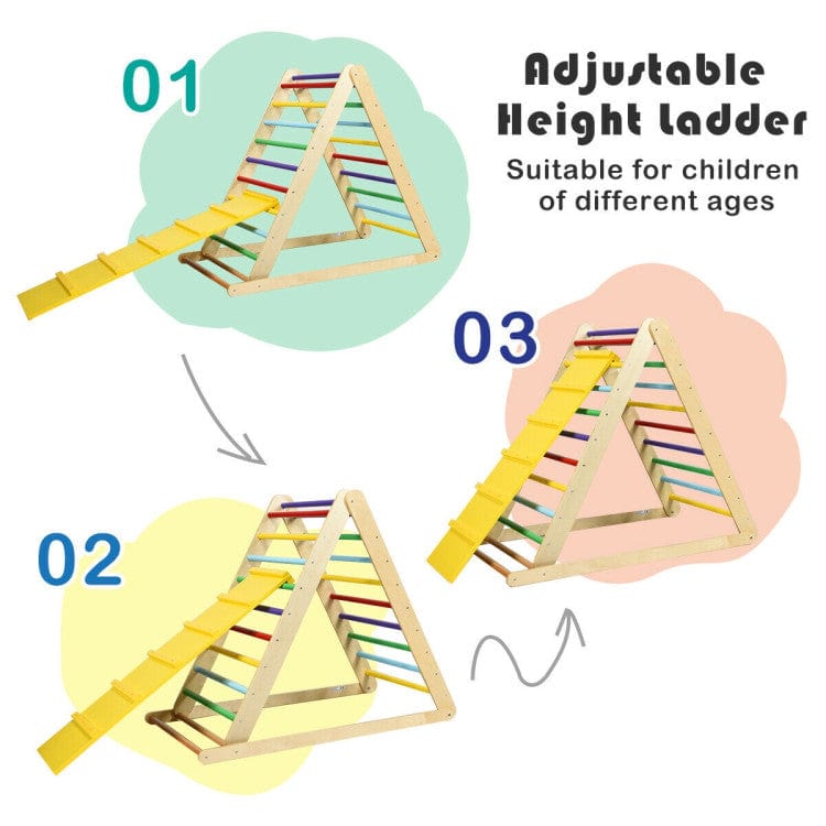 Costway Foldable Wooden Climbing Triangle Indoor Home Climber Ladder