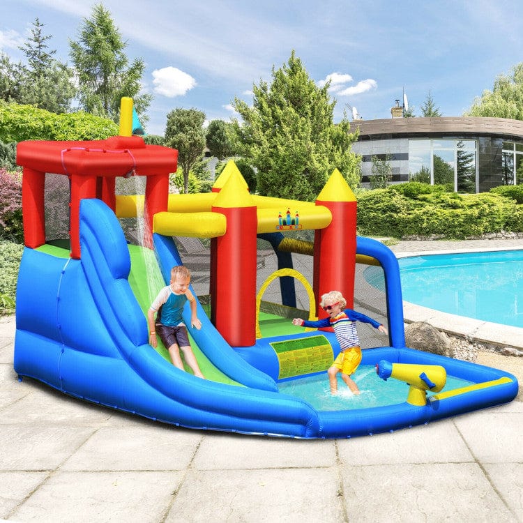 Costway Inflatable Bouncer Bounce House with Water Slide Splash Pool without Blower