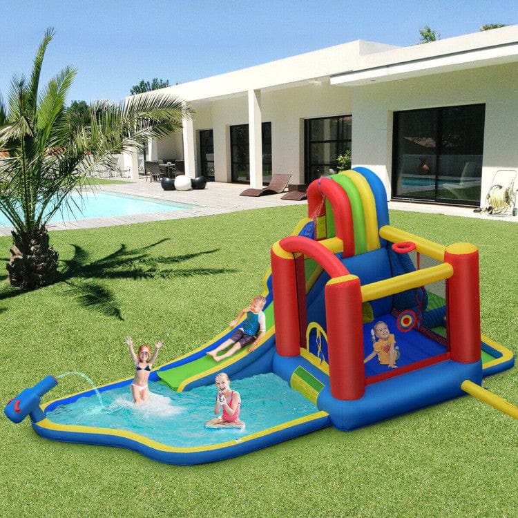 Costway Inflatable Bounce House Slide Climbing Splash Park Pool Jumping Castle