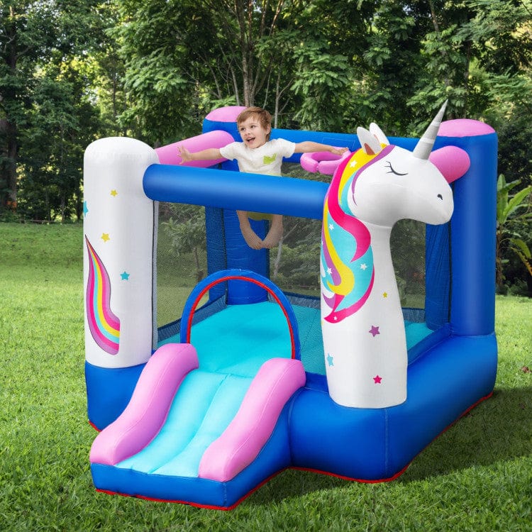 Costway Inflatable Slide Bouncer with Basketball Hoop for Kids Without Blower