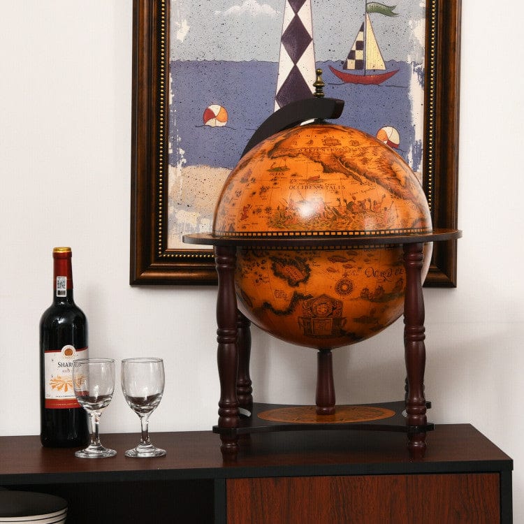 Costway 23 Inch Globe Wine Bar Stand for Dining Room and Living Room-Coffee