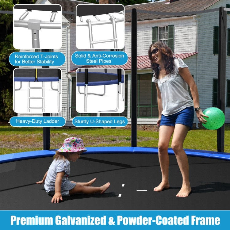 Costway 8 Feet Outdoor Trampoline Bounce Combo with Safety Closure Net Ladder