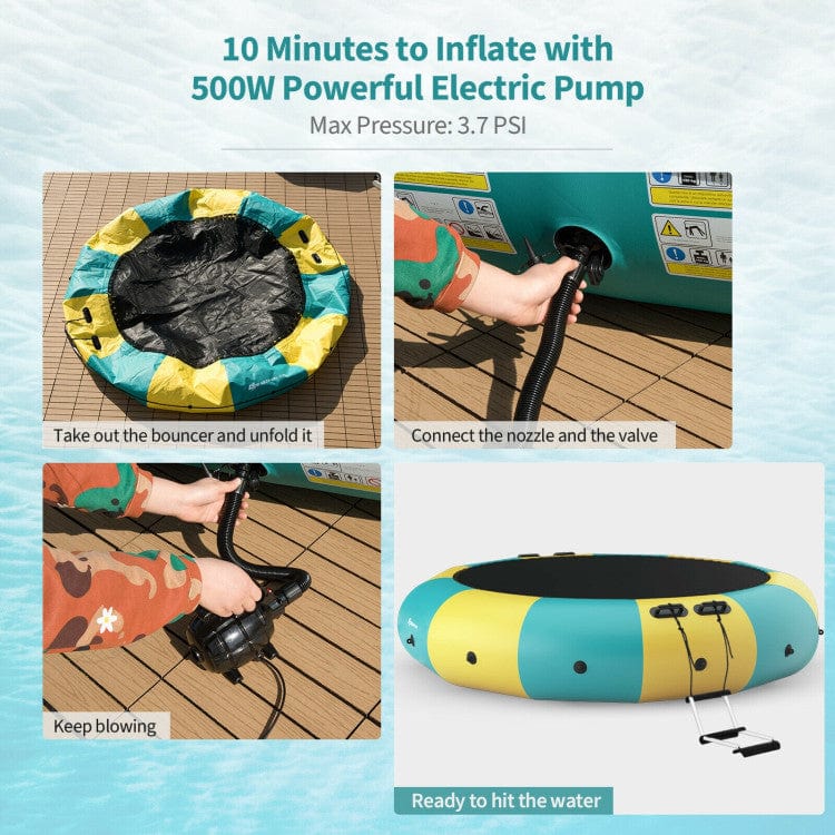 Costway 10 ft Inflatable Splash Padded Water Bouncer Trampoline