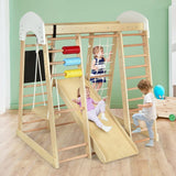 Costway 8-in-1 Wooden Climber Kids Play Set with Slide Swing