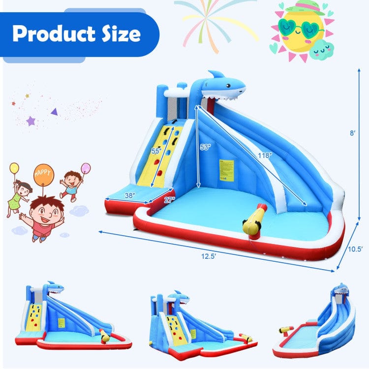 Costway Inflatable Water Slide Shark Bounce House Castle