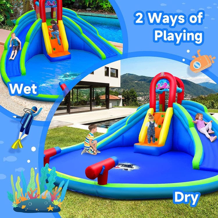 Costway Inflatable Water Park Waterslide Kids Backyard
