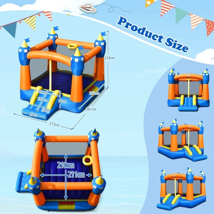 Costway Kids Inflatable Bounce House Magic Castle with Large Jumping Area without Blower