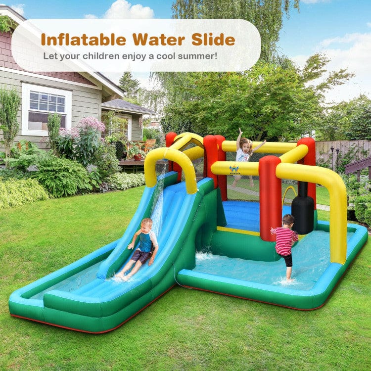Costway Inflatable Water Slide Climbing Bounce House with Tunnel and Blower