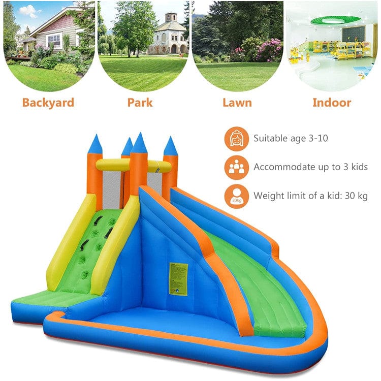Costway Kids Inflatable Water Slide Bouncing House with Carrying Bag and 480W Blower