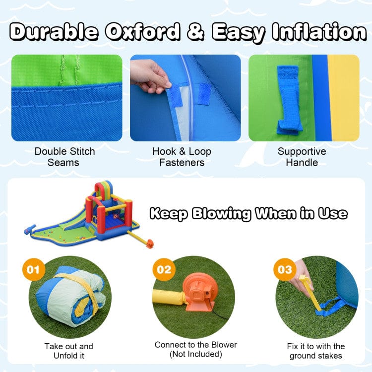 Costway Inflatable Kid Bounce House Slide Climbing Splash Park Pool Jumping Castle Without Blower